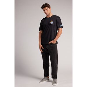 Camiseta Em Algodão Com Patch Do Obelix - Preto