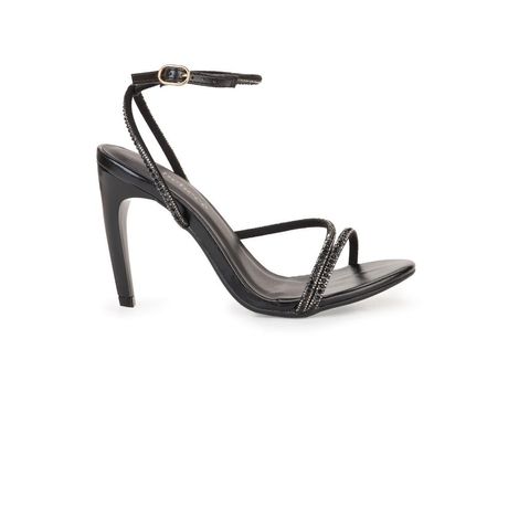 Sandália Bebecê Salto Vírgula Tiras Minimal Com Strass