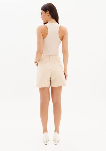 Bermuda Sarja Comfort Com Cintura Alta E Barras A Fio 32 / A2728