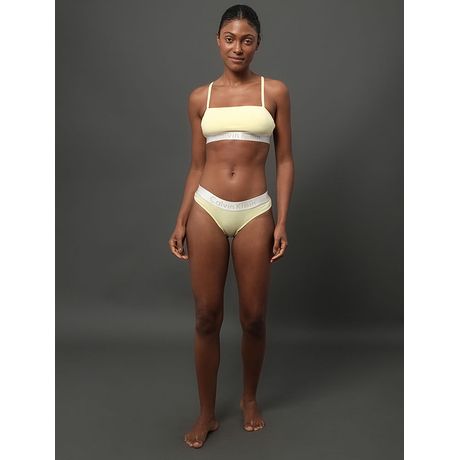 Calcinha Tanga Algodão Amarelo Claro