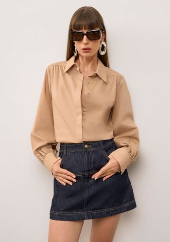 Saia Iódice Reta Alta Curta Azul 36 / Azul