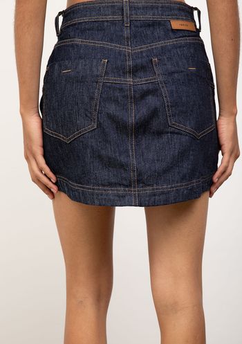 Saia Iódice Reta Alta Curta Azul 36 / Azul