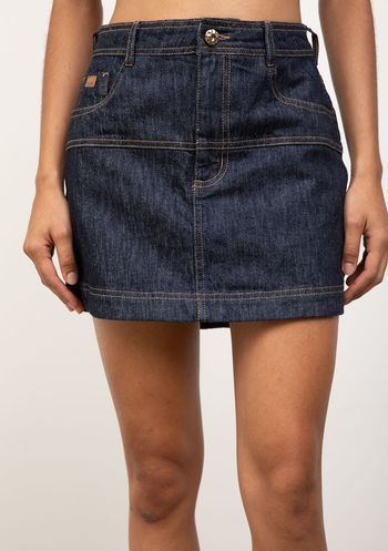 Saia Iódice Reta Alta Curta Azul 36 / Azul