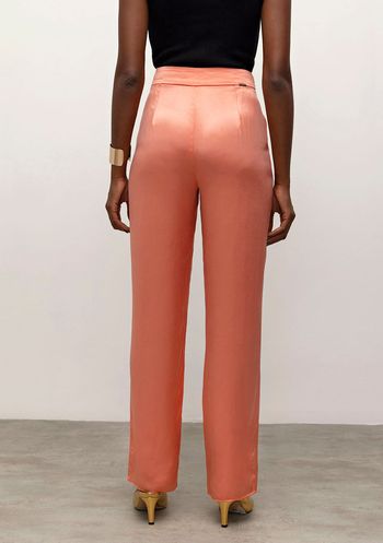 Calça Iódice Reta Cós Alto Bolso Faca Laranja 34 / Laranja