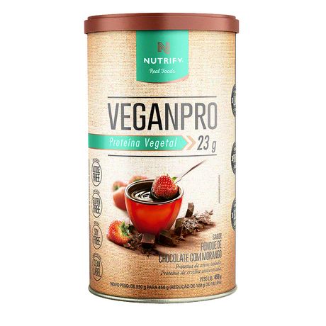 VeganPro Pó Proteína Vegetal 24g Sabor Chocolate Com Morango Nutrify