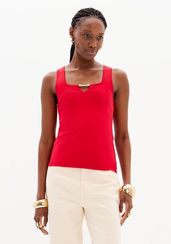 Blusa Regata Com Decote Quadrado E Aviamento PP / A2902