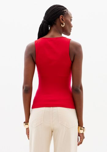 Blusa Regata Com Decote Quadrado E Aviamento PP / A2902