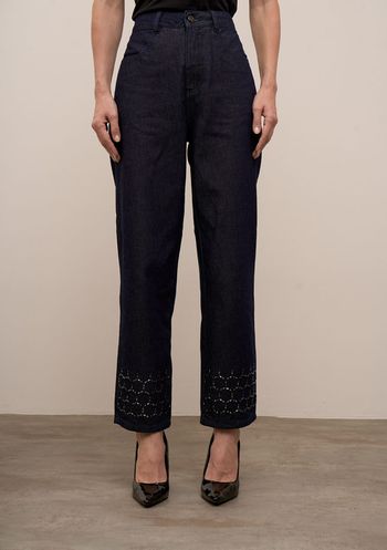 Calça Iódice Reta Alta Azul 36 / Azul