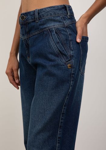 Calça Iódice Cenoura Alta Azul 36 / Azul