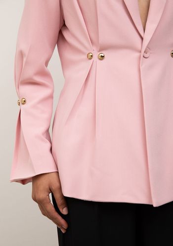 Blazer Iódice Ajustado Manga Longa Padrão Rosa P / rosa
