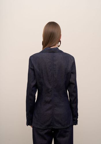 Blazer Iódice Ajustado Manga Longa Padrão Azul M / Azul