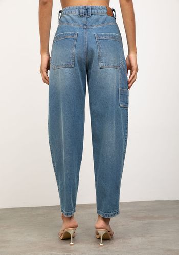 Calça Iódice Cenoura Alta Azul 38 / Azul