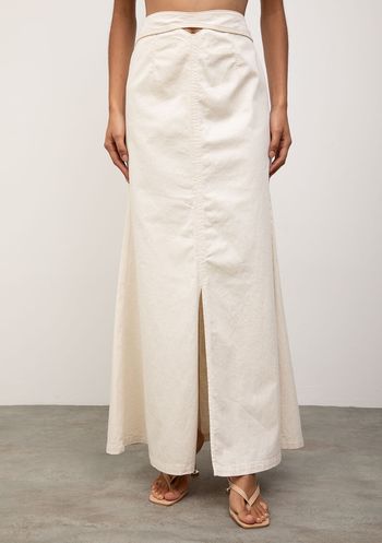 Saia Iódice Evasê Alta Midi Off White 38 / Off White