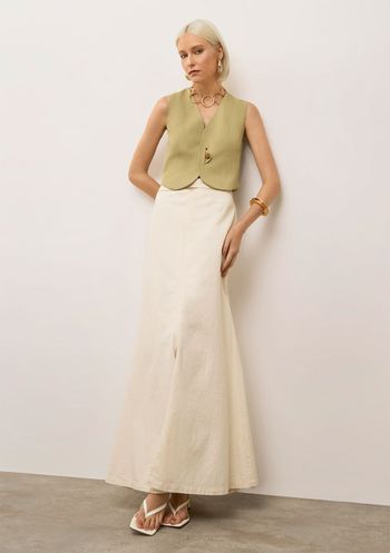 Saia Iódice Evasê Alta Midi Off White 38 / Off White