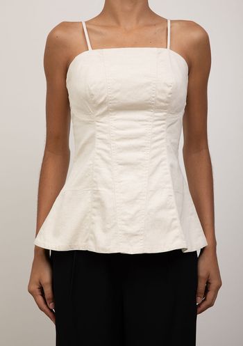 Top Iódice Decote Reto Alça Fina Bege M / bege