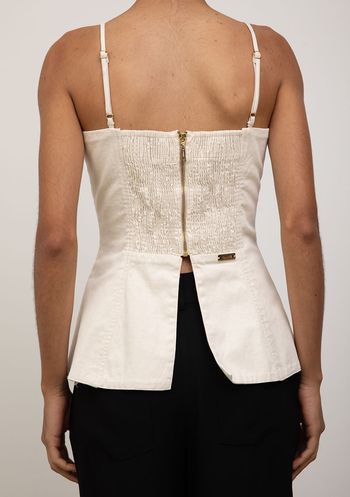 Top Iódice Decote Reto Alça Fina Bege M / bege