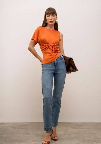 Calça Iódice Reta Alta Azul 38 / Azul