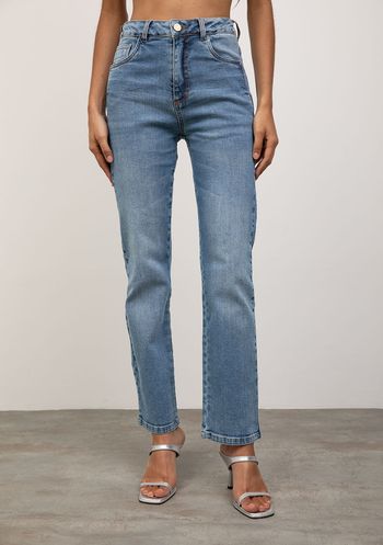 Calça Iódice Reta Alta Azul 38 / Azul