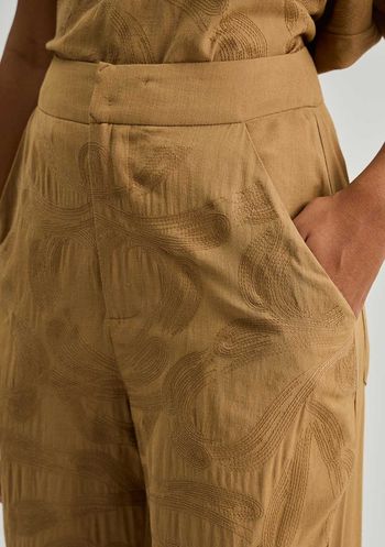 Calça Iódice Reta Alta Bege 38 / bege