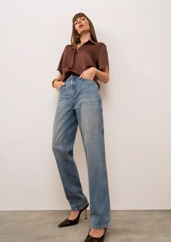 Calça Iódice Reta Alta Azul 38 / Azul