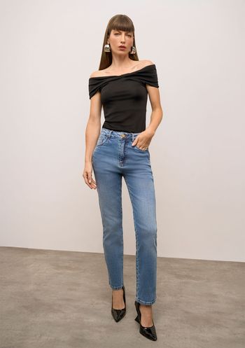 Calça Iódice Reta Alta Azul 40 / Azul