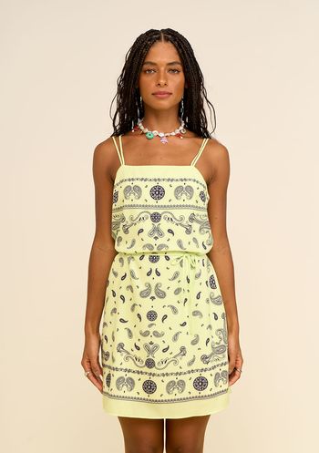 Vestido Zinco Solto Decote Reto Com Alça Curto Verde PP / Verde