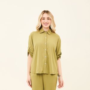 Camisa UV Copa Color Liso Manga Curta Verde Oliva