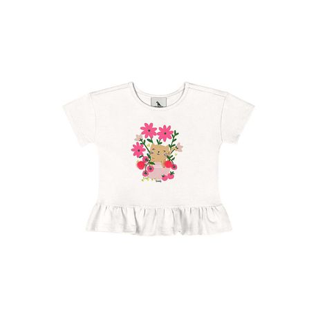 Blusa Bebê Quimby Justa Manga Curta Glitter E Pompom Branco