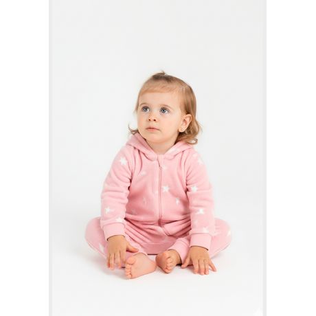 Macacão Bebê Menina Guloseima Pelo Sintético Estampa Geométrica Manga Longa Rosa Claro