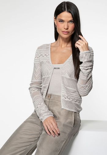 Cardigan Tricot Vazado Eco Prata PP / Prata