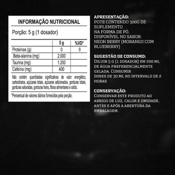 Pré-treino com cafeína Évora XT 300g Darkness Neon Berry