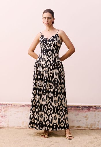 Vestido Drop Waist Estampado Tucum M / Preto