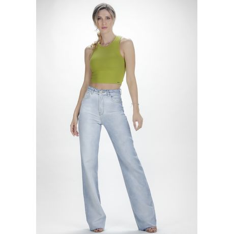 Calça Jeans Traymon Flare Delavê Azul Claro