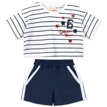 Conjunto Curto Infantil Feminino Marisol 4 / Azul Marinho