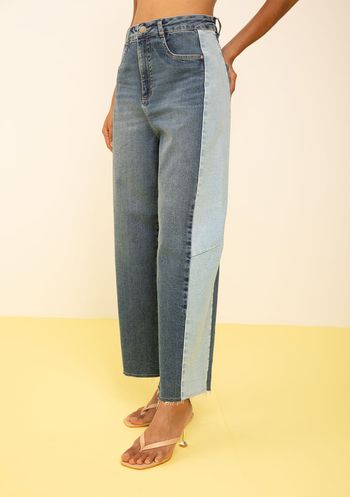 Calça Zinco Mom Alta Azul 34 / Azul