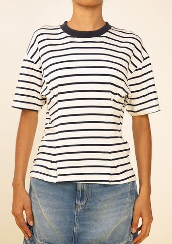 Blusa Zinco Ajustada Decote Careca Manga Curta Padrão Off White PP / Off White