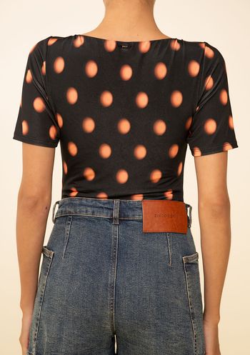 Body Zinco Decote Canoa Manga Curta Laranja P / Laranja