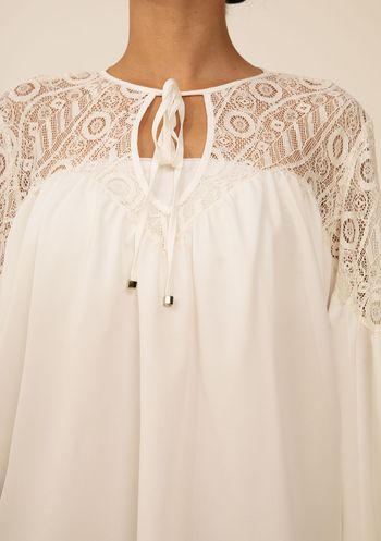 Blusa Zinco Solta Decote Canoa Manga Longa Alongada Off White P / Off White