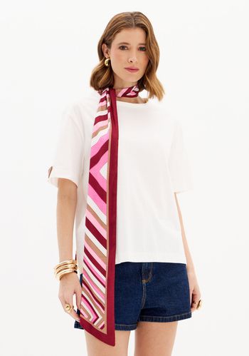 Blusa T-shirt Manga Curta Com Faixa Lenço PP / A2952