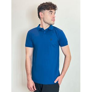 Polo Piquet Masculina Slim Manga Curta Azul Royal