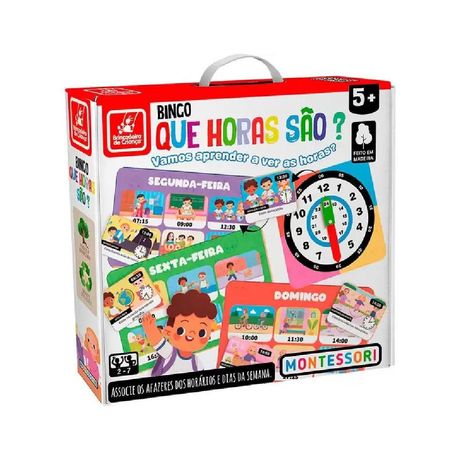 Bingo Que Horas São Montessori Brincadeira De Criança Interativo Multicolorido