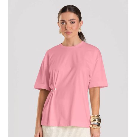 T-Shirt Feminina Dianna Malha Cotton Manga Curta Lilás