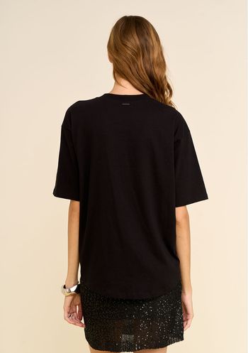 Camiseta Zinco Solta Decote Careca Manga Curta Padrão Preto PP / Preto