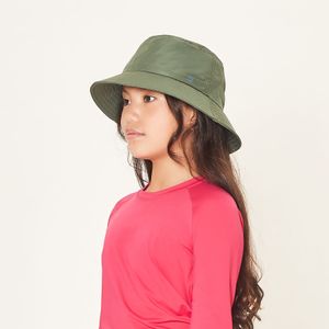 Chapéu UV Infantil Aba Larga Em Poliéster Liso Verde Militar UV.LINE