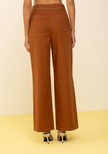 Calça Zinco Reta Alta Marrom 38 / Marrom