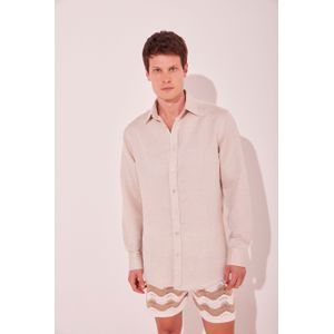 Camisa Grão Linho Soft Manga Longa Bege