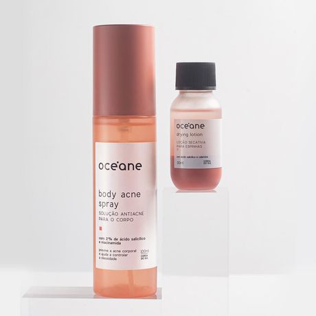 Kit Loção Secativa De Espinhas E Solução Antiacne Corporal 2% Ácido Salicílico Niacinamida OCEANE
