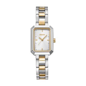 Relógio Feminino Quadrado Aço Inox Bicolor Prata E Dourado Timex