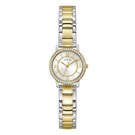 Relógio Analógico Caixa Pequena Aço Inox Prata E Dourado Guess