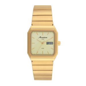Relógio Masculino Quadrado Anadigi Em Aço Inox Dourado Mondaine Linha 1954